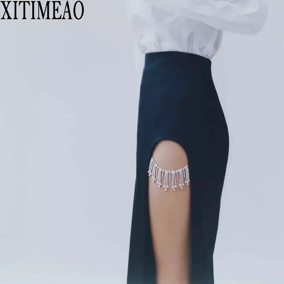 Skirt Women High Waist Hip Pencilskirt Diamond - Picture 1 of 5
